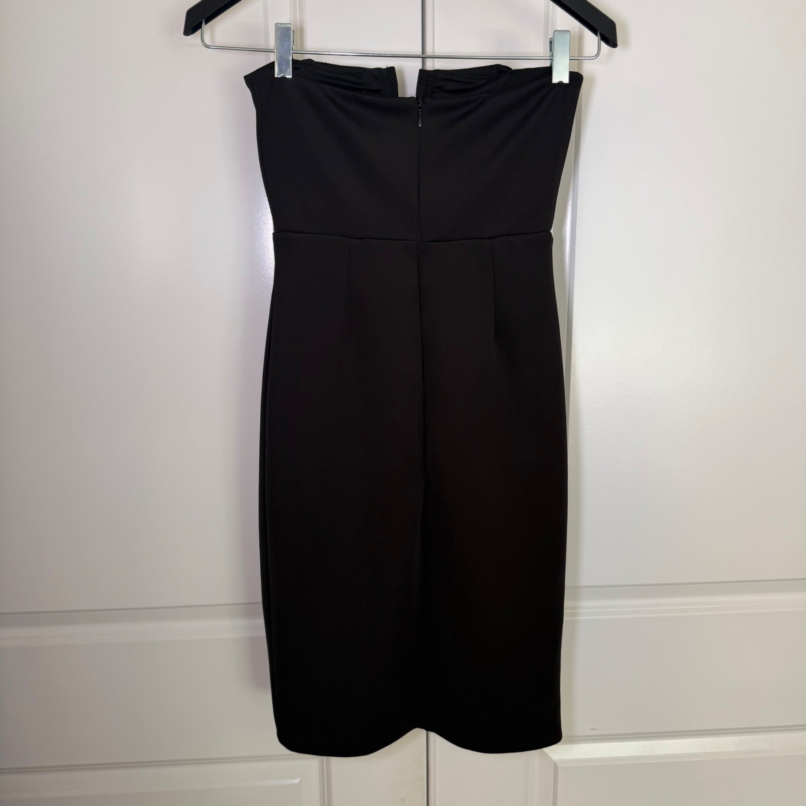 By The Way Revolve Black Strapless V-Notch Bodycon Midi Dress Small Slit