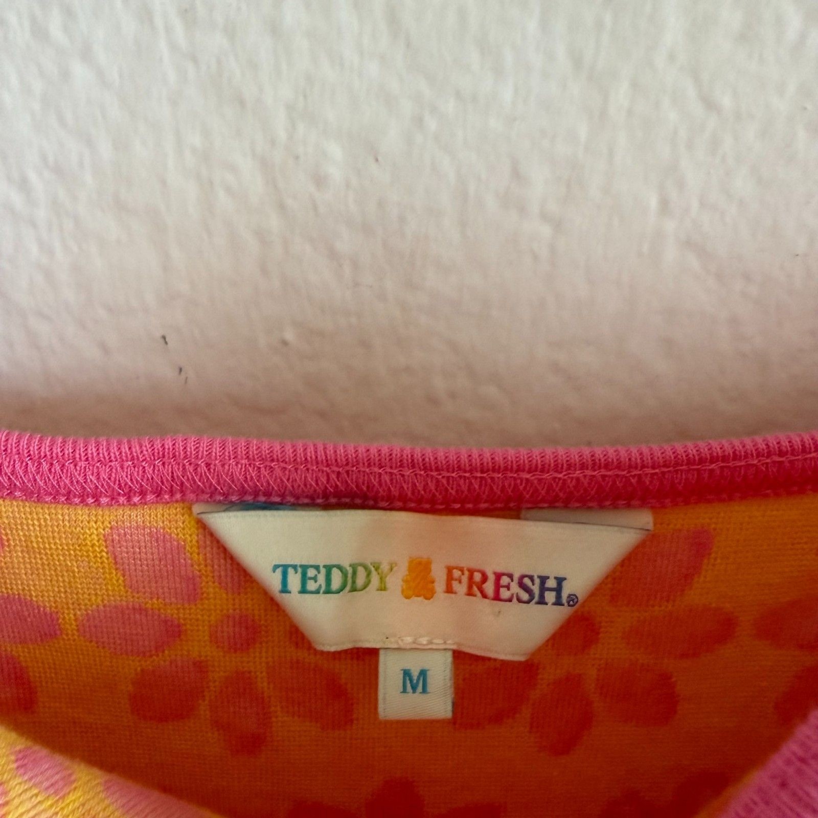 TEDDY FRESH Pom Pom Pink Terry Cloth Floral Mini Sunress Cover Up Womens Medium