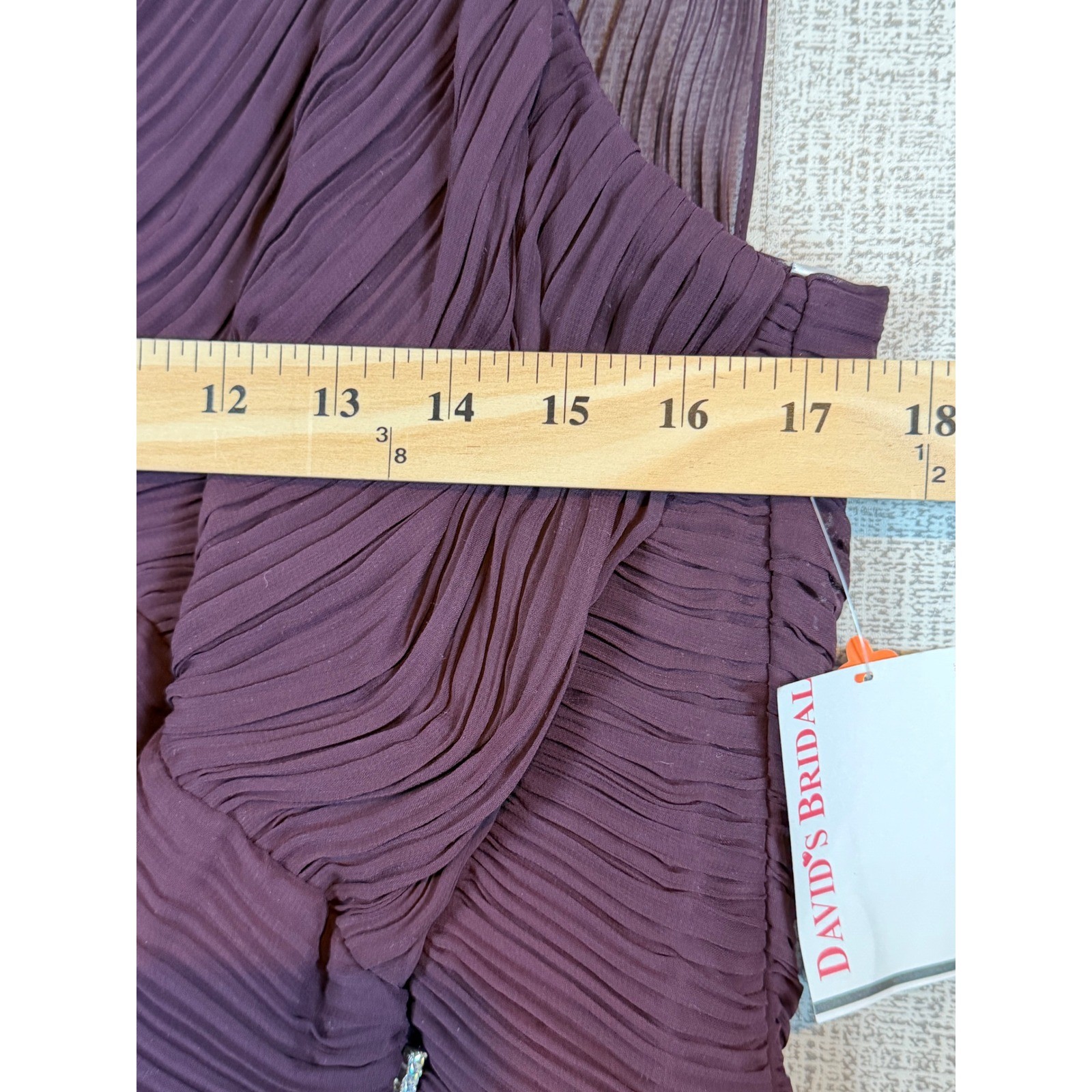 NWT Davids Bridal Eggplant Purple Chiffon Pleated Gown Mother of Bride Womens 18