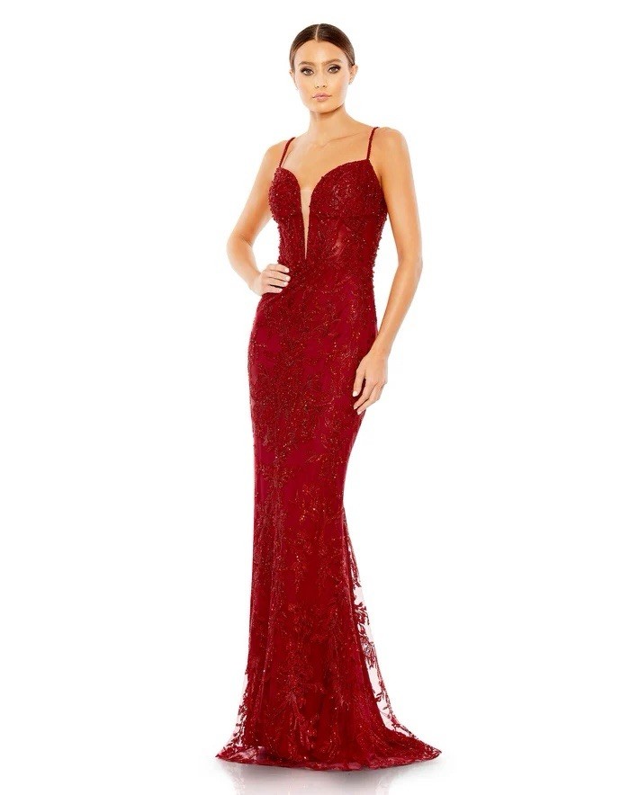 Mac Duggal Size 6 Red 20330 Embellished Embroidered Sleeveless Formal Gown NWT