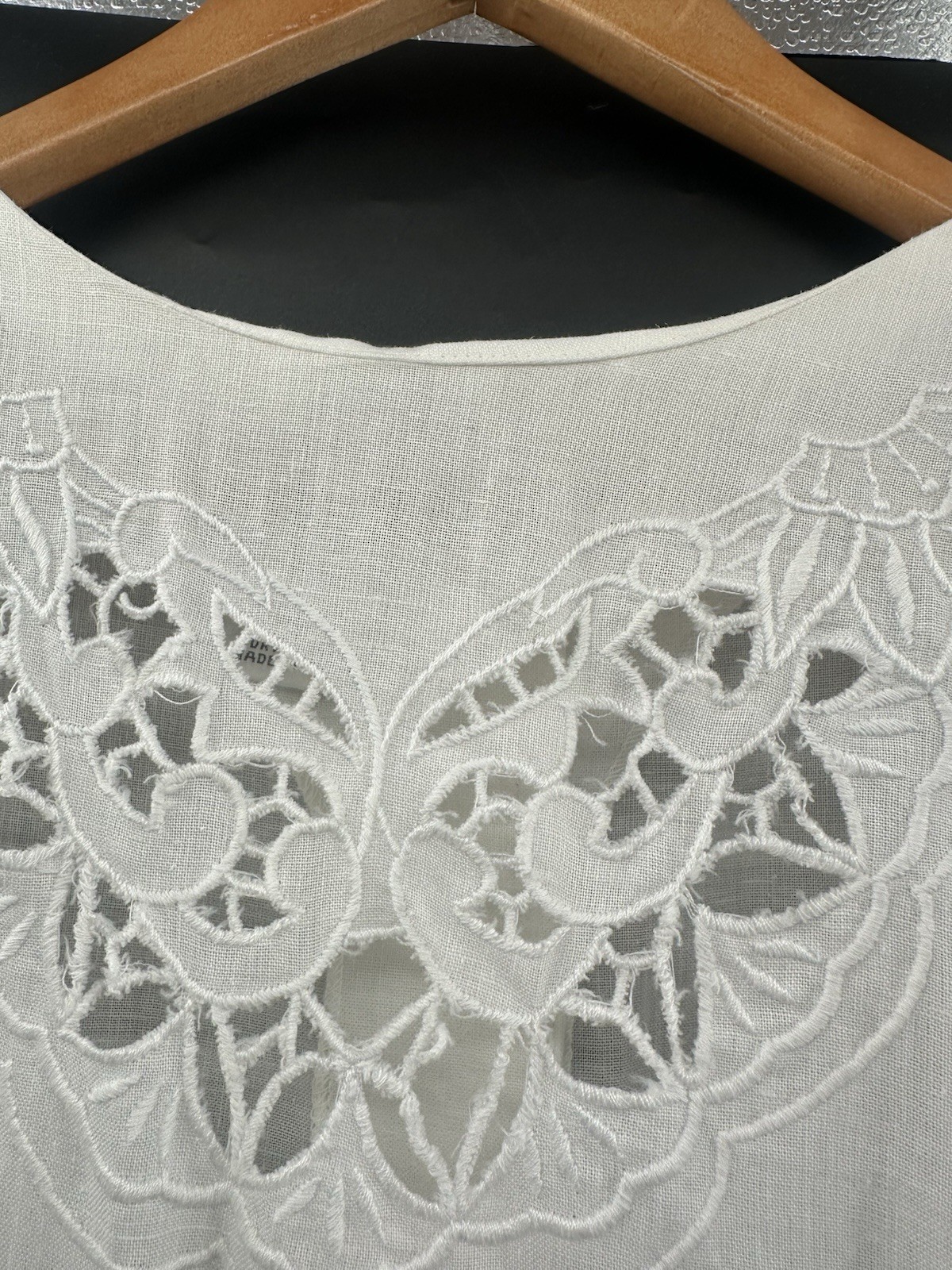 VTG Connection Linen Batterberg Lace Dress 10 Cottagecore Prairie Romantic HH21