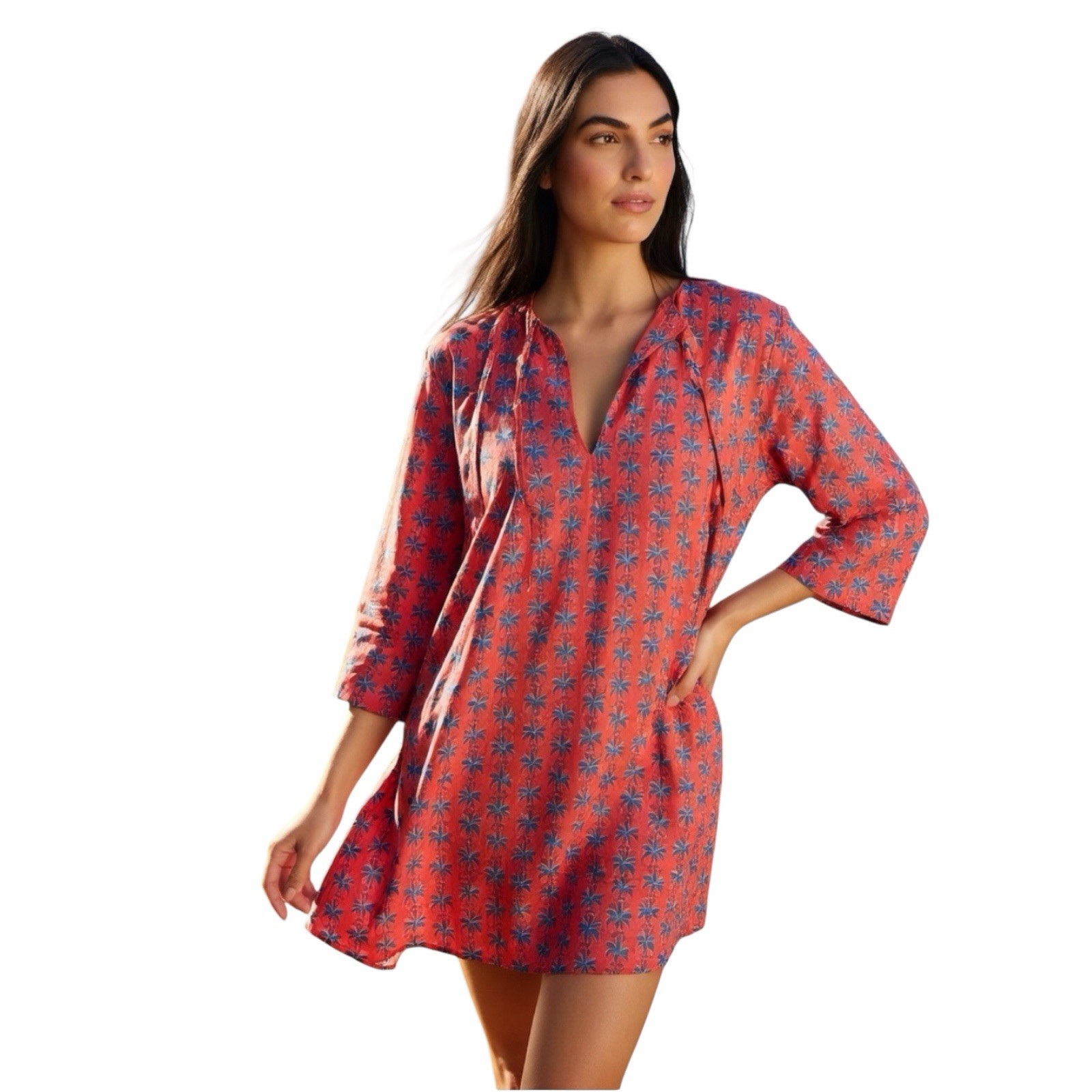 Reyn Spooner My Maui palm tunic Sz Large Boho chic coastal beach swim cover up