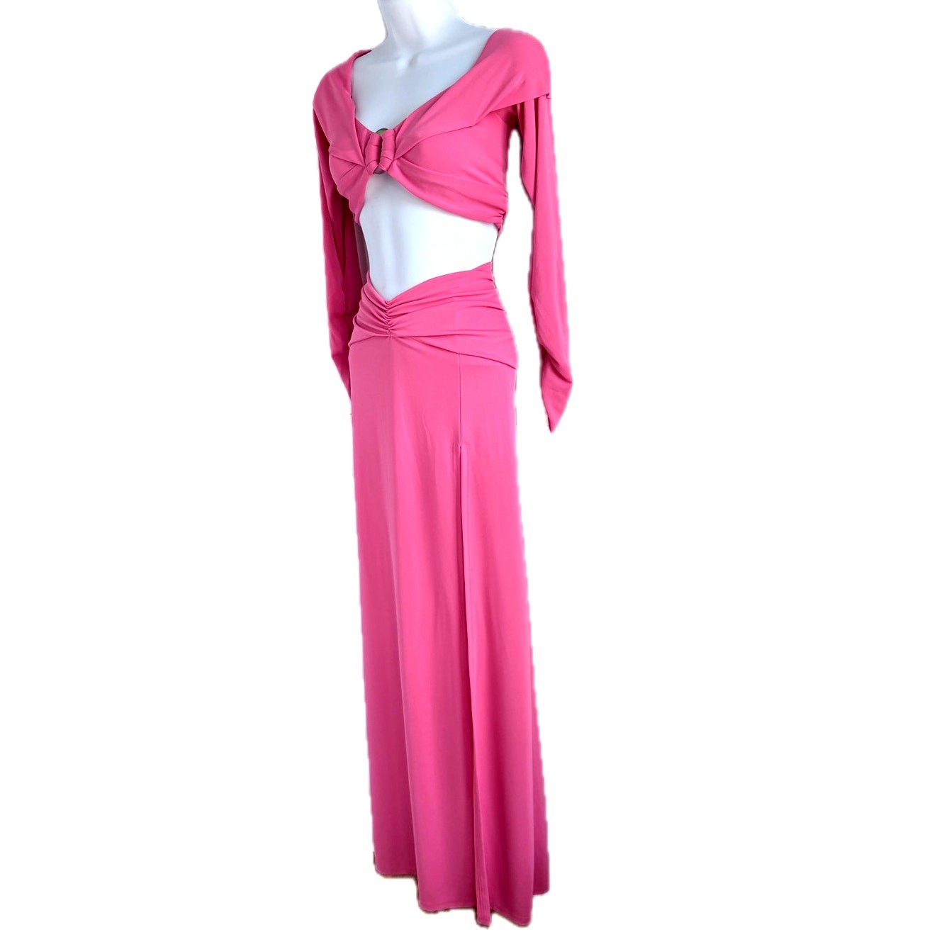 NWT DUNDAS x REVOLVE Elowen Maxi Dress Womens M Sexy Chic Hot Pink Y2K Bardot