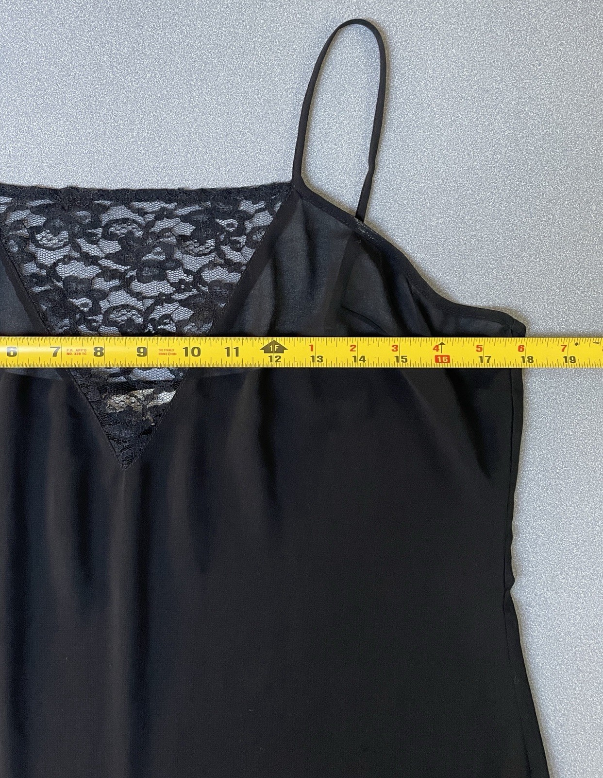 Trinity Black Mini Slip Dress Small S Lace Semi-Sheer Micro Pleats Chemise
