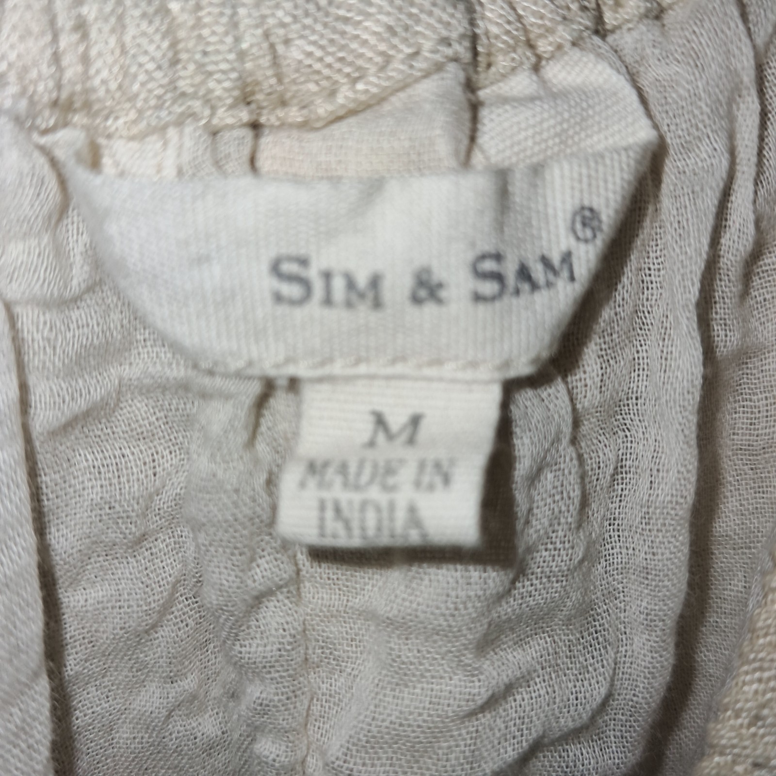 Sim & Sam Milkmaid Babydoll Linen Smocked Puff Sleeve Coquette Midi Dress Medium
