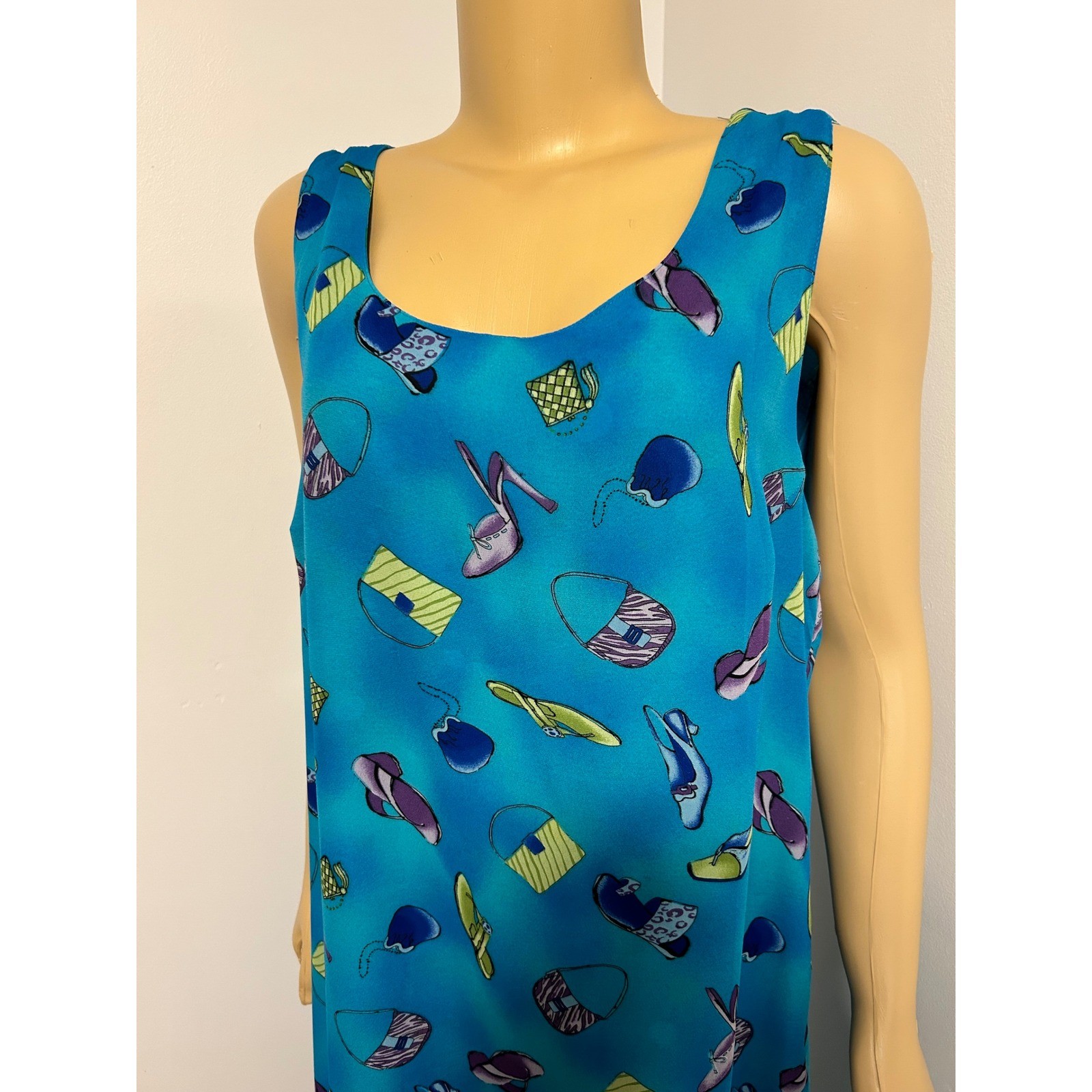 Y2K Style Reversible Blue Maxi Dress Novelty Shoe Bag Print Polka Dot Large