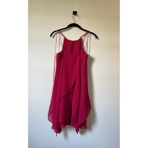 BCBGeneration Pink Layered Chiffon Mini Dress XXS Halter Romantic Party Wedding