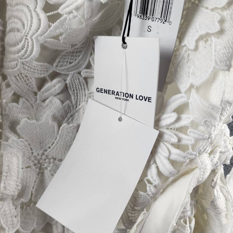 Generation Love Lisette 3D Lace Belted Dress Women’s S White Back Zip Closure