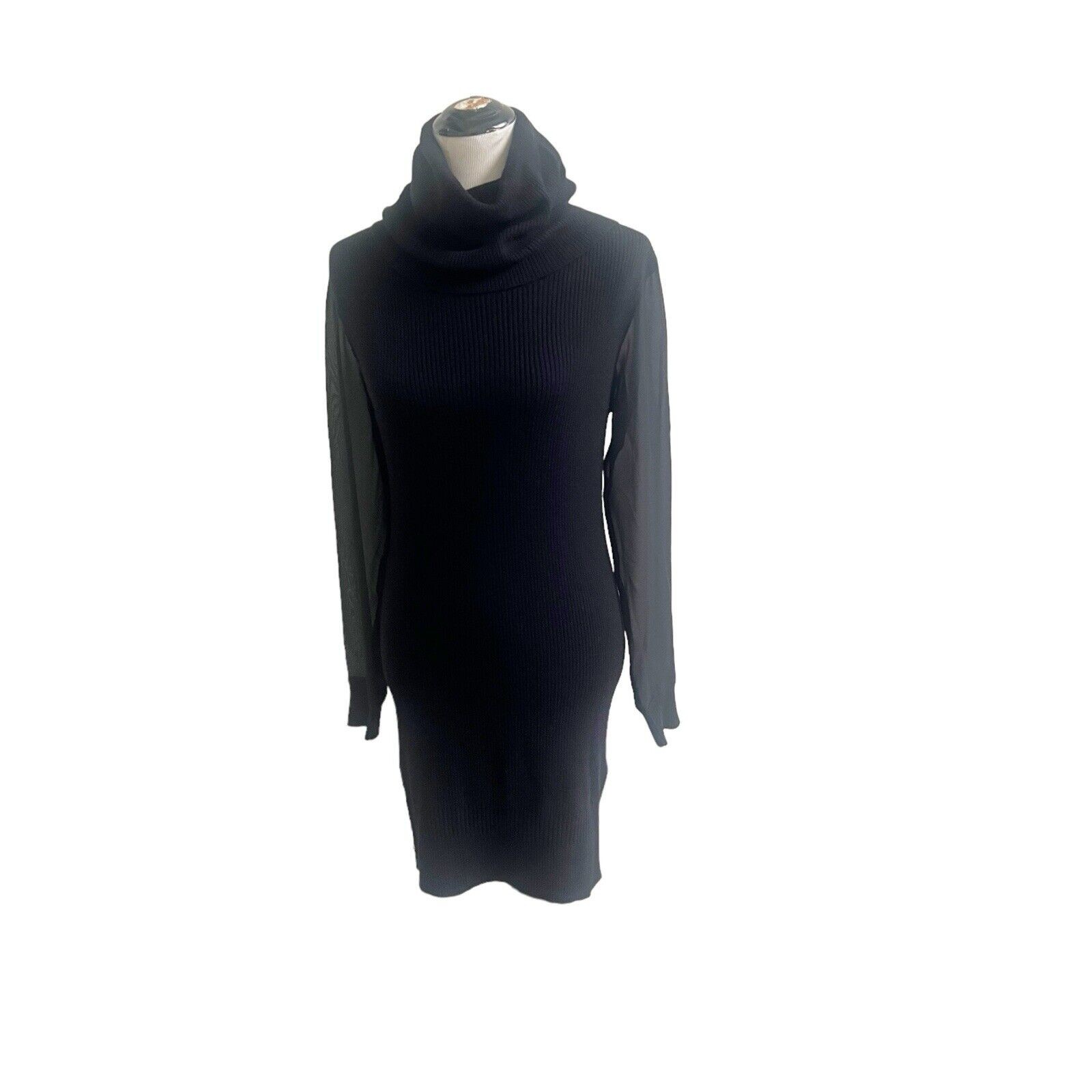 All Saints Milo Funnel Sweater Dress Black Size 6 Wool Cashmere Blend Minimalist