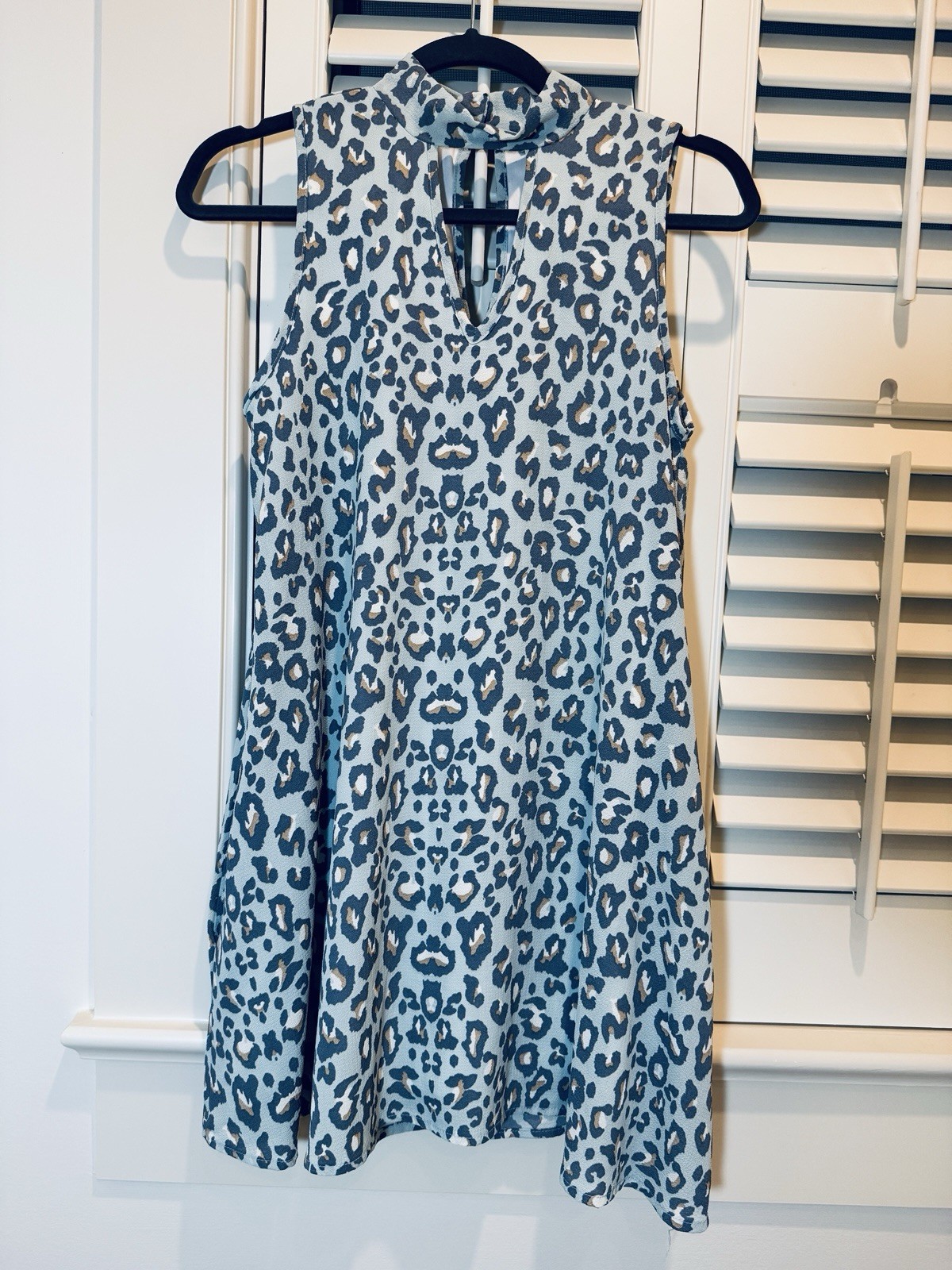 KARLIE Sleeveless Leopard Dress Side Pockets Women’s Small New