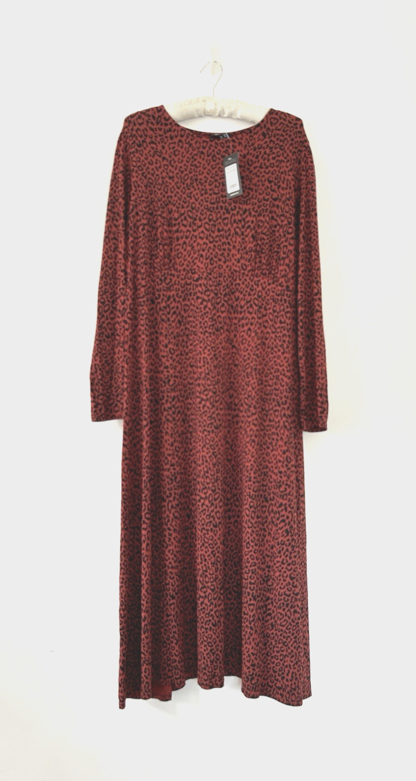 New Look Maternity Dress Women’s Leopard Print Tie Long Sleeve Midi Size 20 BNWT