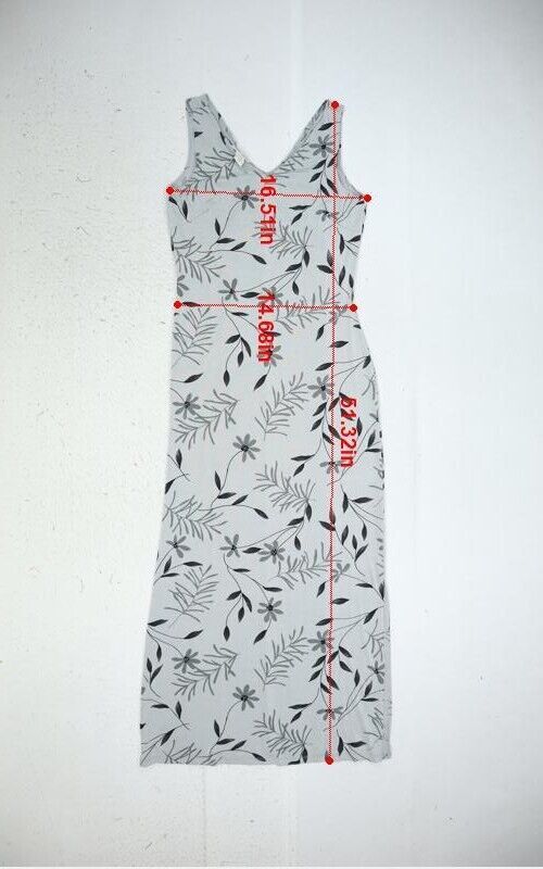 Fashion Bug Womens Gray Leaf Print Sleeveless V Neck Long Maxi Dress M