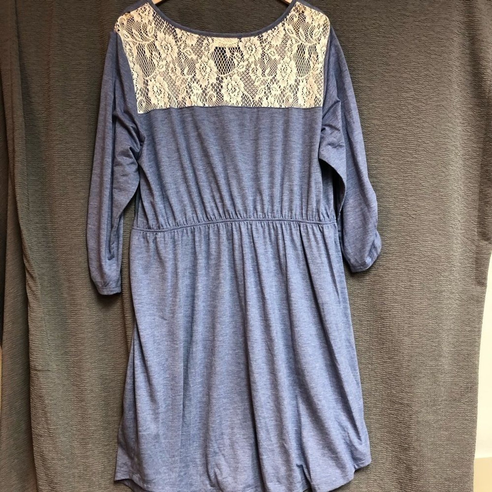Bobbie Brooks 3X Light heather blue dress with keyhole, front and lace on back