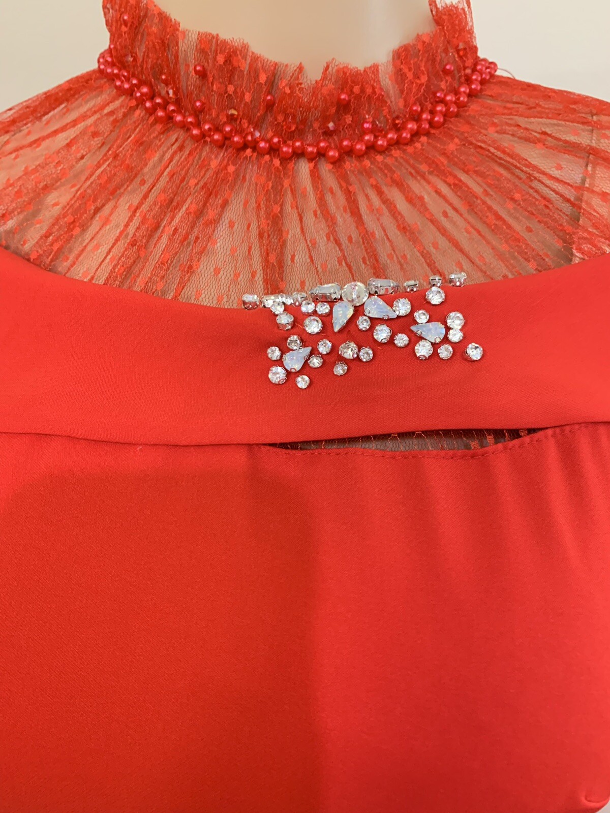Red Ao Dai Vietnamese Double Layer Long Dress ‘NO PANTS’ ADR02102