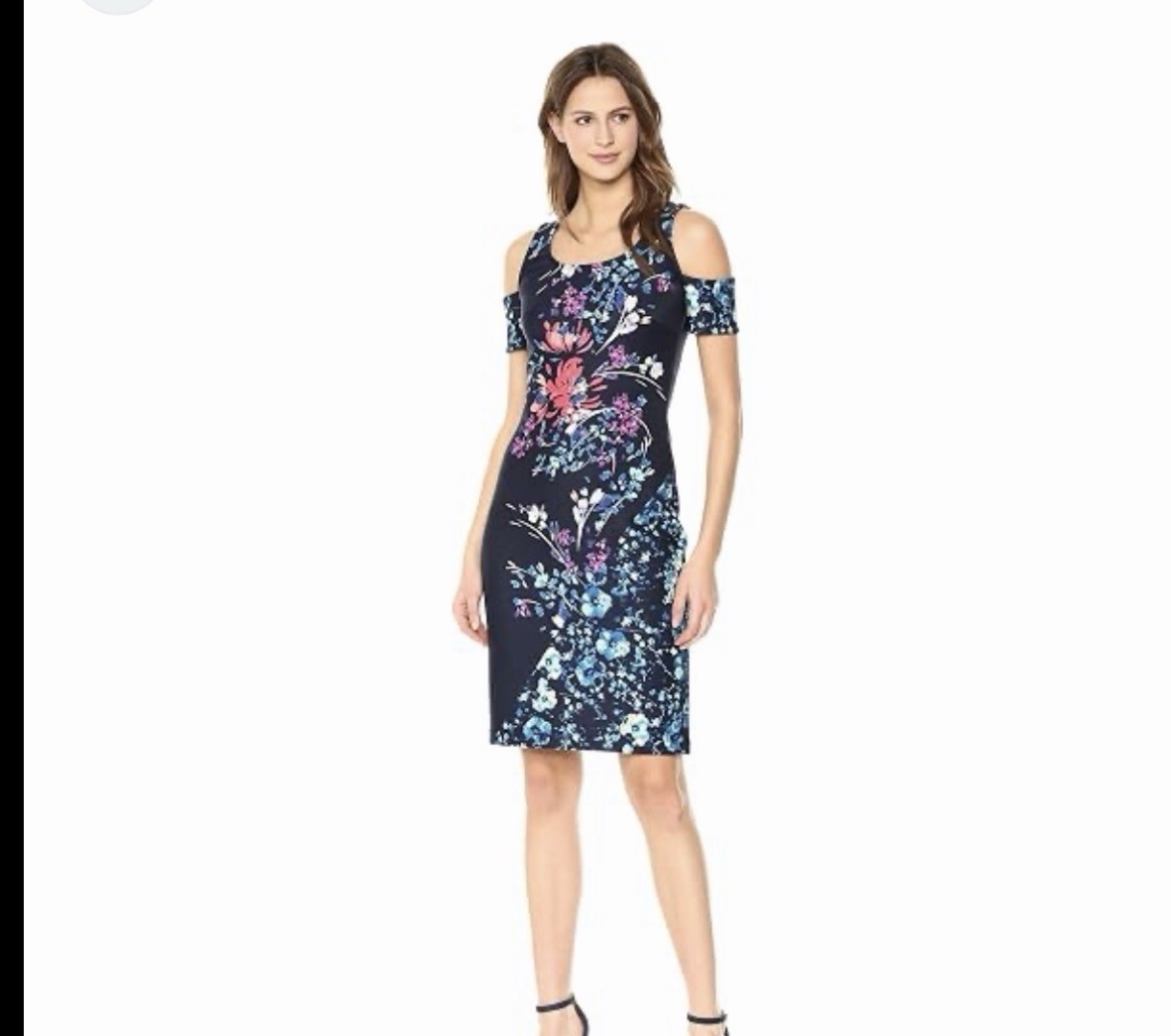RACHEL ROY COLD SHOULDER SCUBA FLORAL SHEATH DRESS Size Xs
