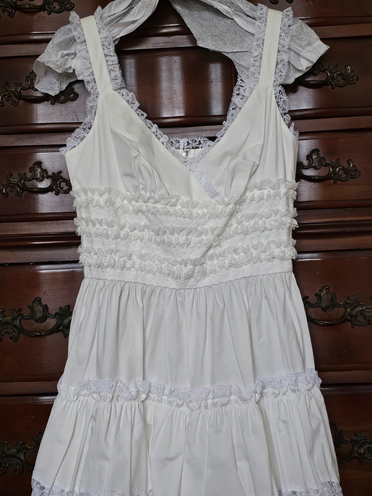BNWT DOLCE & GABBANA WHITE SUMMER DRESS SIZE 42 LACE BUSTIER TIERED SKIRT