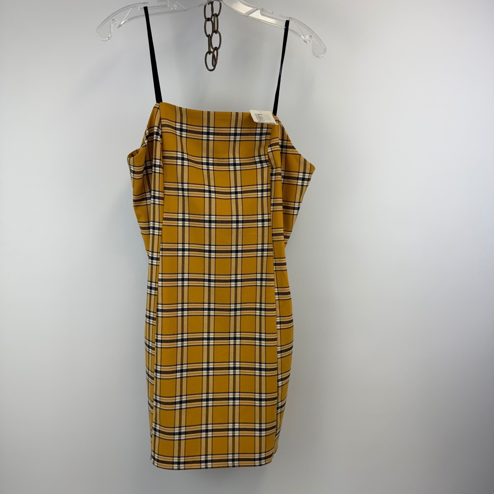 Urban Outfitters Dress Women’s M Yellow Plaid Sheath Mini 90s NWT