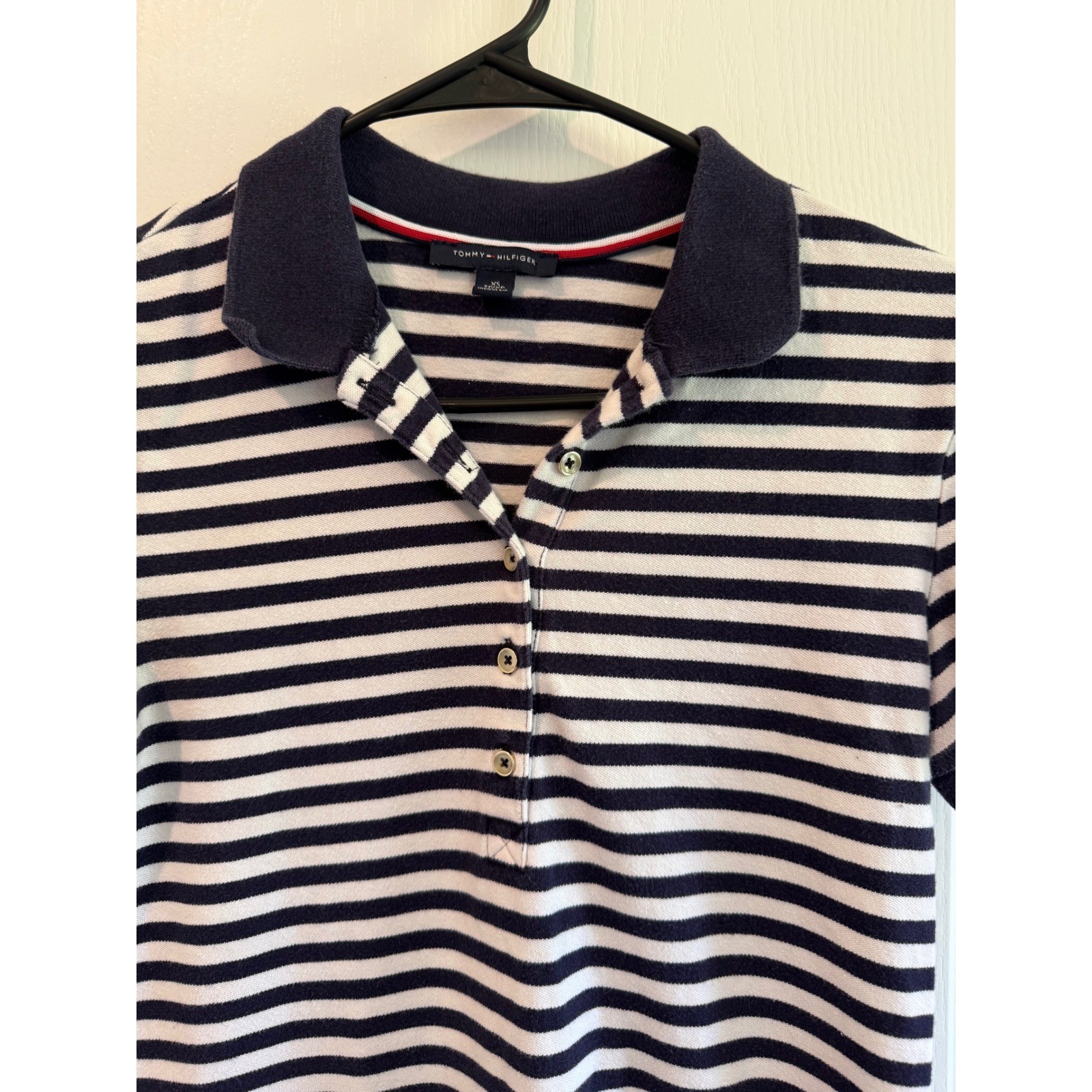 Y2K Tommy Hilfiger Navy White Stripe Polo Dress XS Tennis Coastal Preppy