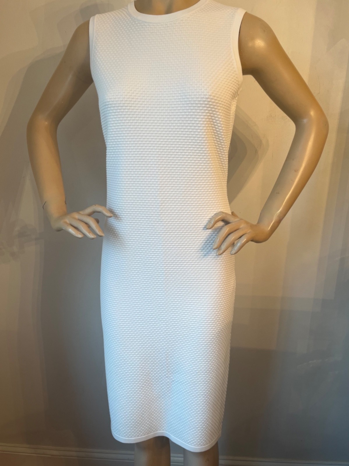 NWT St. John Collection Dress Boucle Knit Bright White Women’s Size XL 14/16
