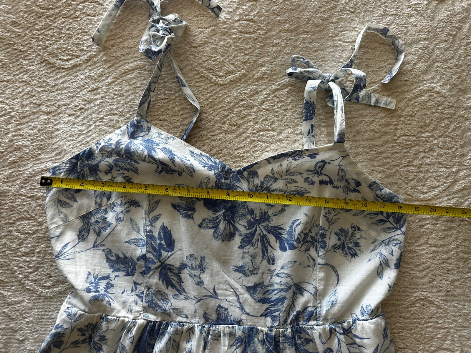 Gap 💯%Cotton Dress Offwhite Floral Maxi Blue/ White Floral Summer Sz 12 Med