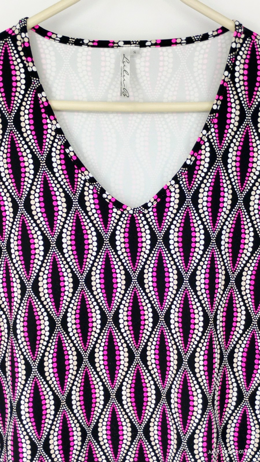NEW Lulu- B Diamond Dot Short Sleeve V-Neck Dress UPF 50+ Stretch Small.