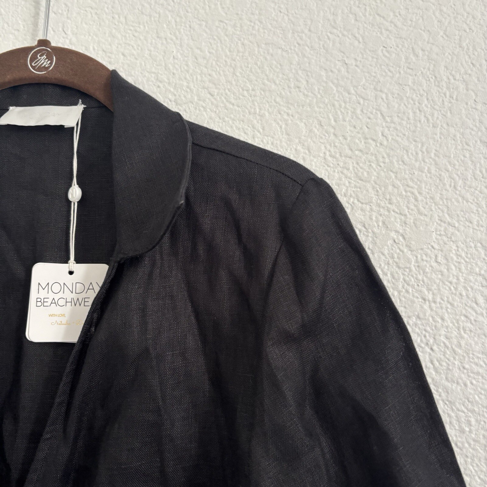 NWT Monday Beachwear x Revolve Size P Black Kythira Wrap Linen Dress