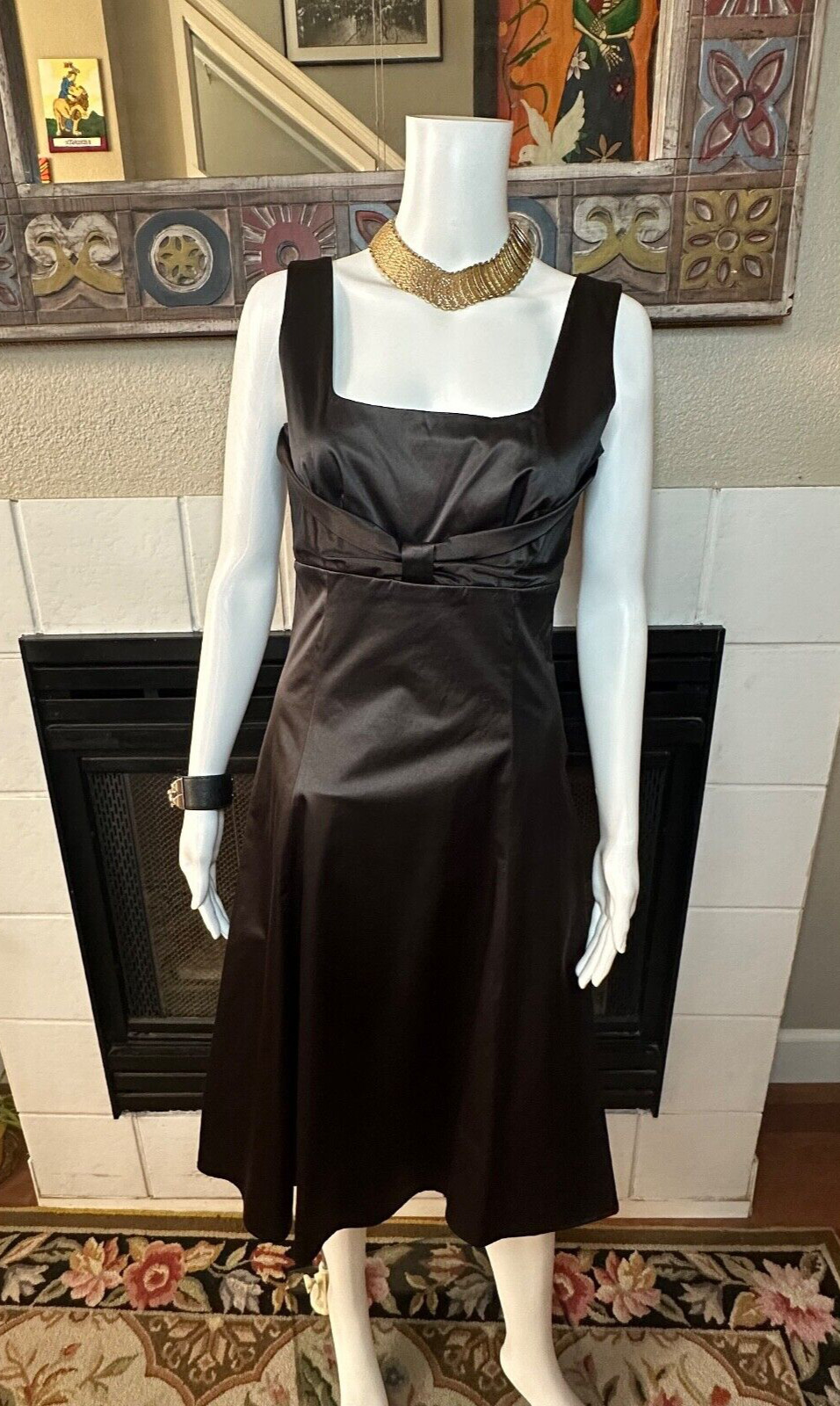 silk assets black cocktail Dress armpit to armpit 16″ Length 41.5″