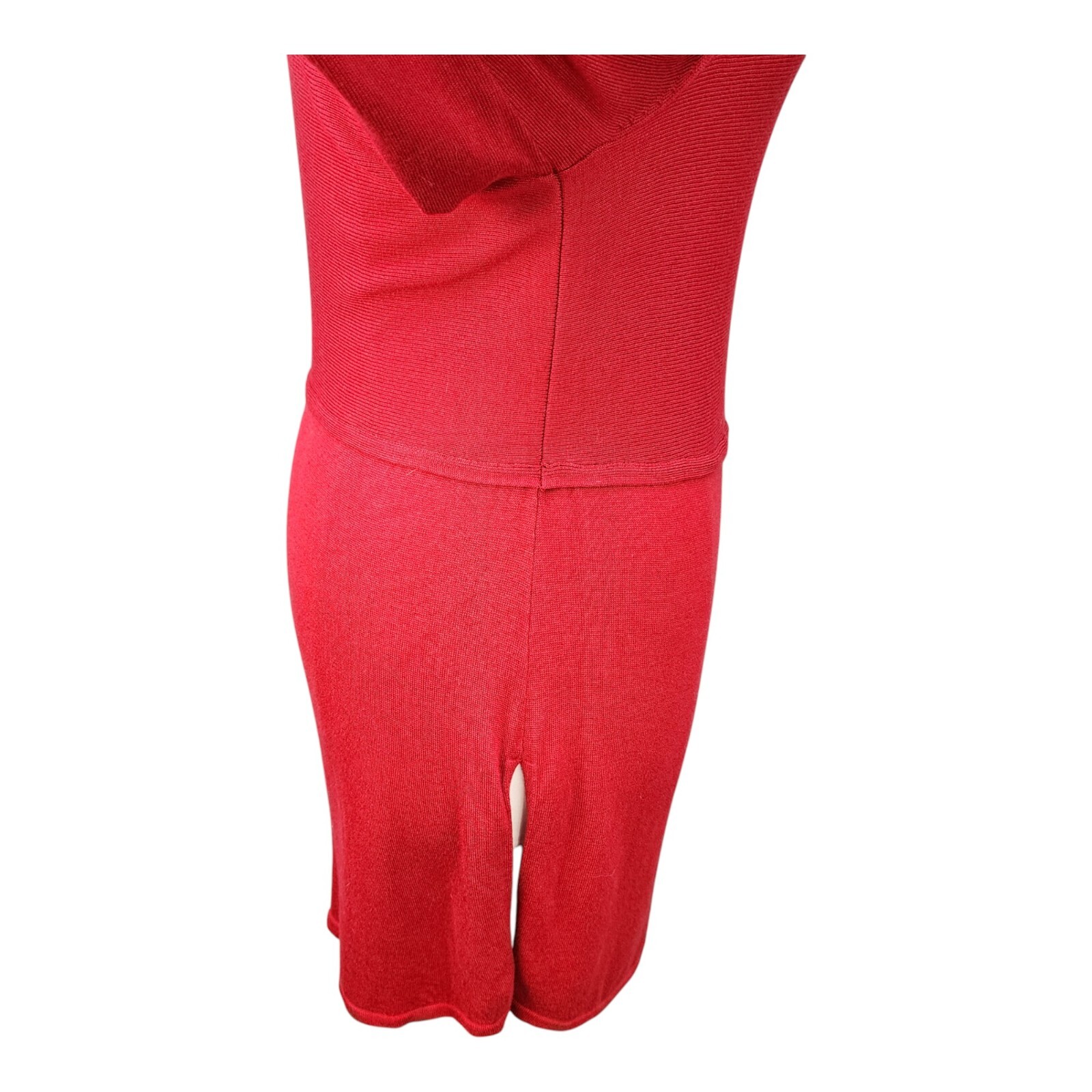 J Jill Sweater Dress LARGE Red Soft Rayon Wool Slit Work Career Church Form Fit