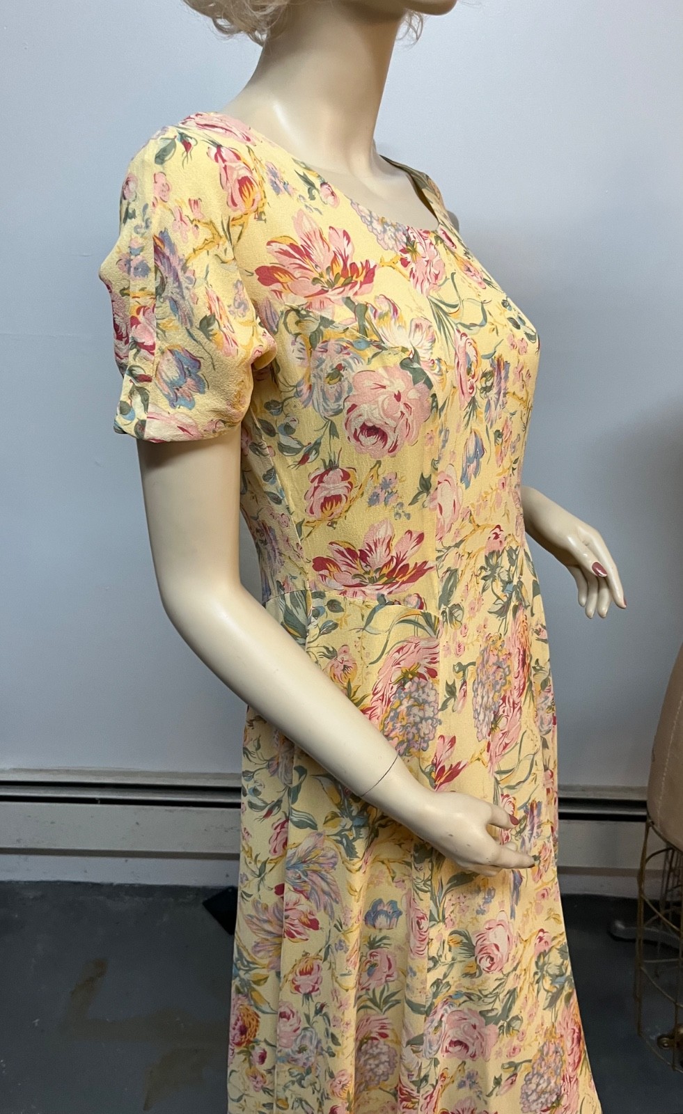 Vintage J Peterman April in Paris Silk Dress Size 4 Bust 34-35