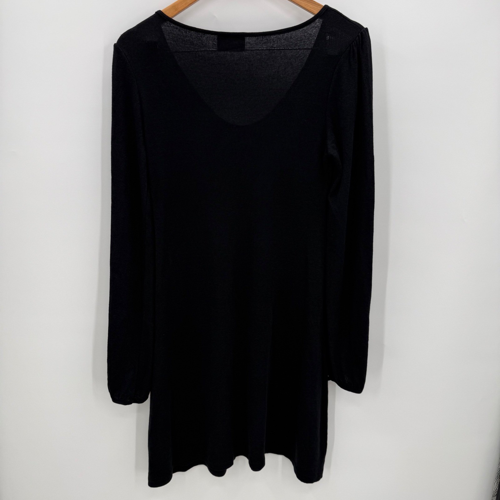 Michael Stars Black Long Sleeve Scoop Neck Pleated Dress One Size USA Made