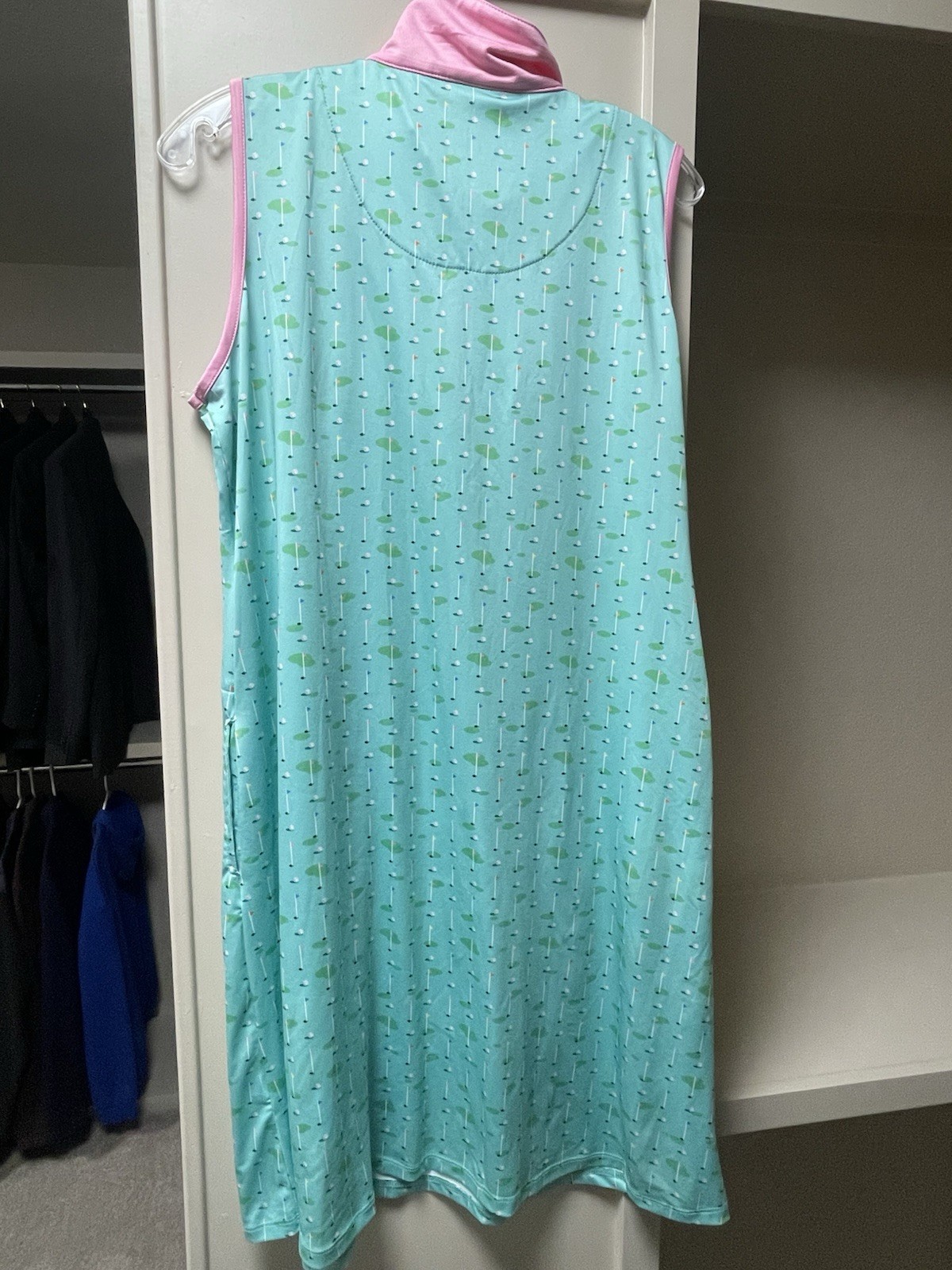 Cabana Life Turquoise 1/4 Zip Golf Themed Dress Built-in UPF 50+ Protection L
