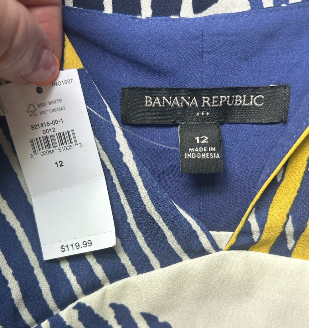 NWT Banana Republic Blue and Yellow Maxi Midi Sundress Size 12