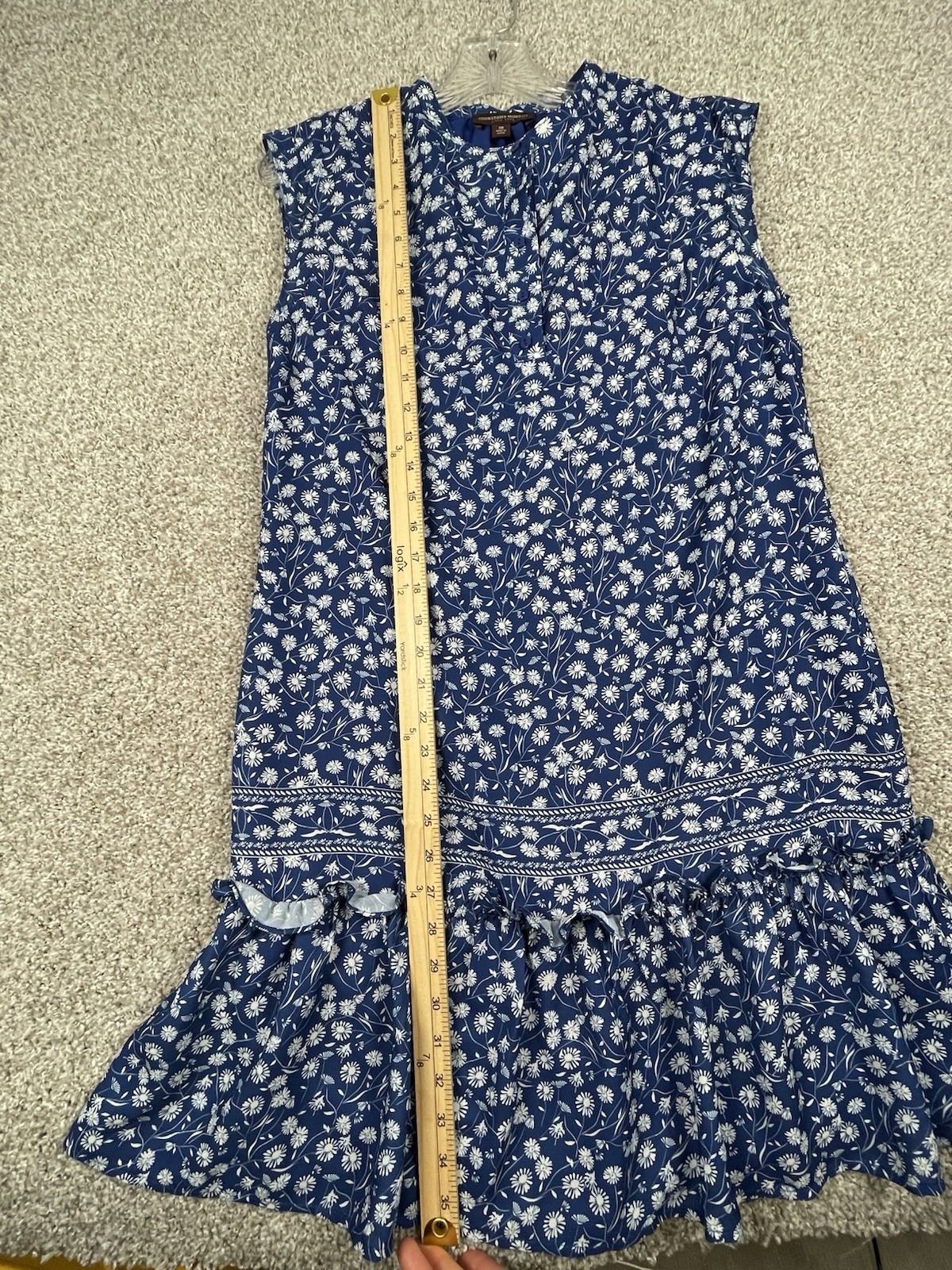 Johnston & Murphy Cap-Sleeve Floral Navy Blue Tier Dress Size XS NWT MSRP $160