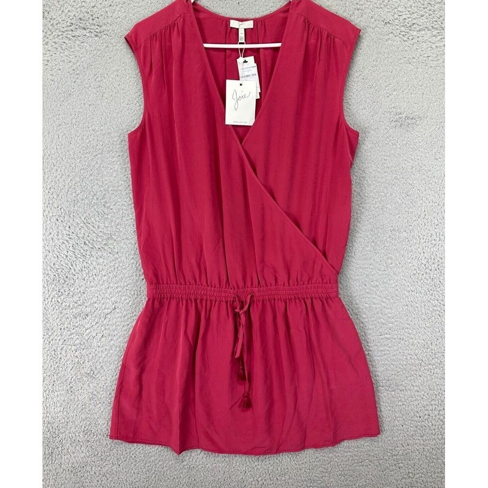 Joie Silk Dress Womens Medium Pink Wrap Dress Sleeveless Ladies NEW