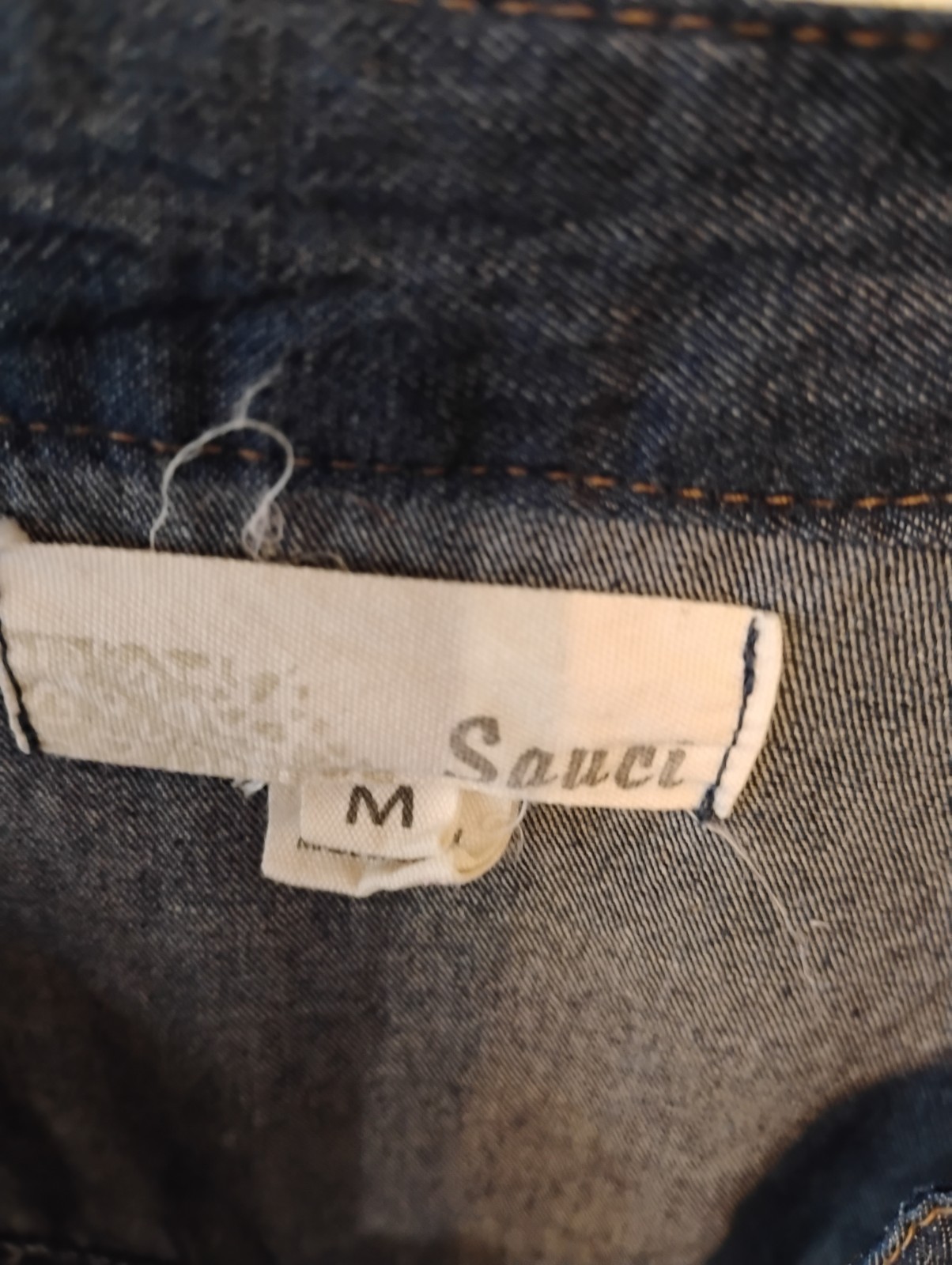 Sauci Vintage Dark Denim Dress With Tie Waist