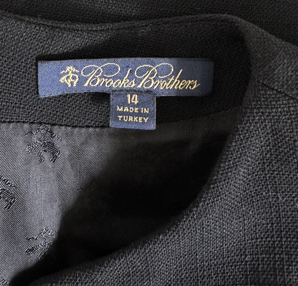 Brooks Brothers Loro Piana Sheath Dress Women’s 14 Black Stretch Wool Silk Lined