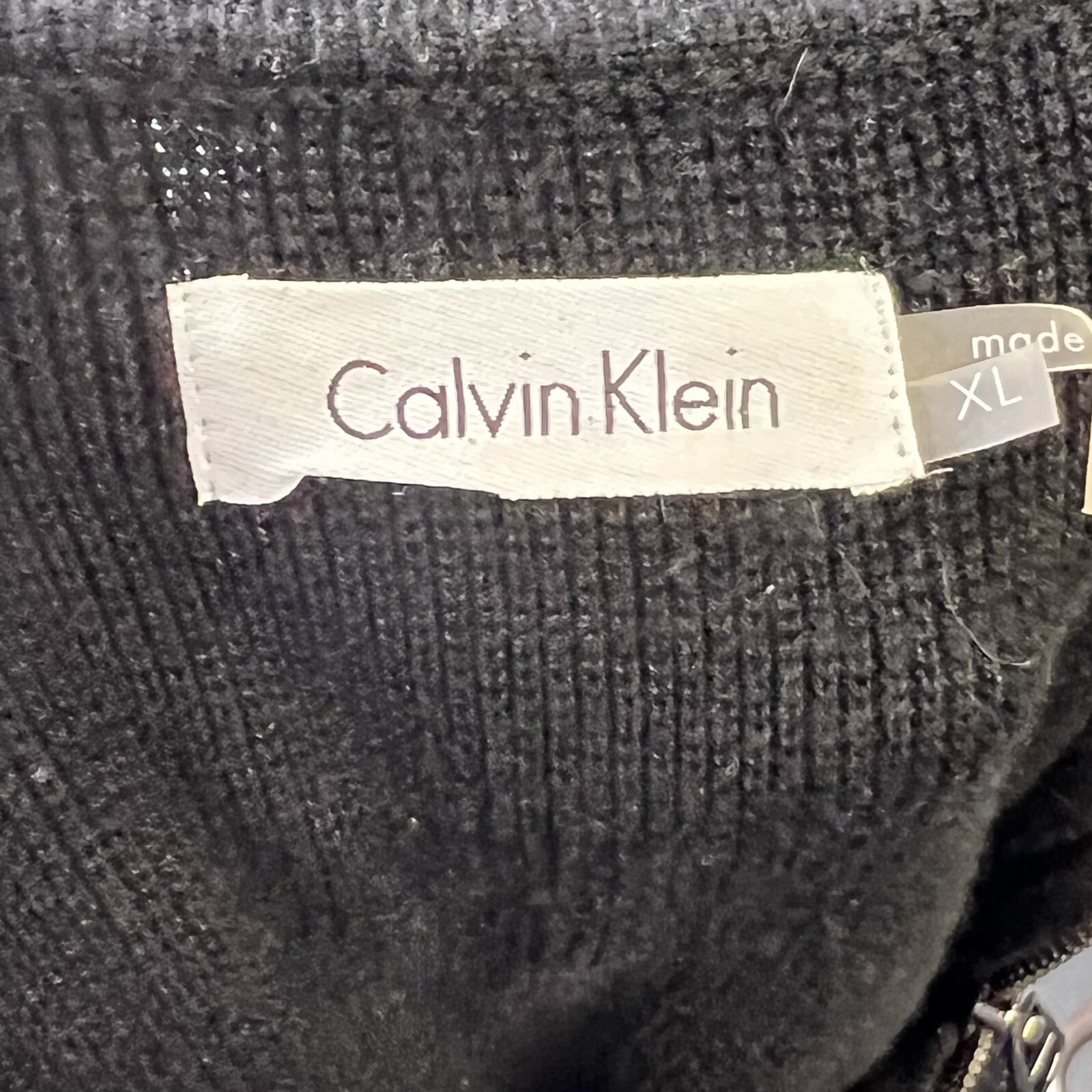 Calvin Klein Sweater Dress Size XL Black Zipper Fold Over Collar Half Sleeve