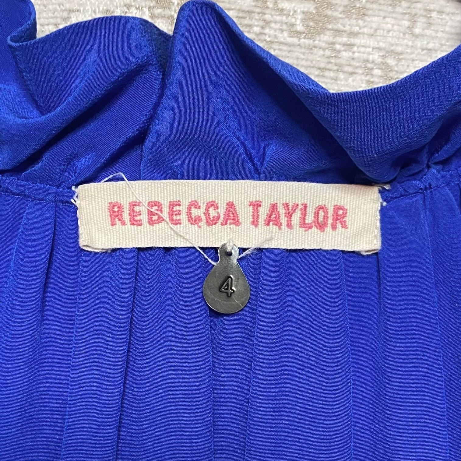 Rebecca Taylor 100% Silk Button Front Tiered Skirt Dress in Cobalt