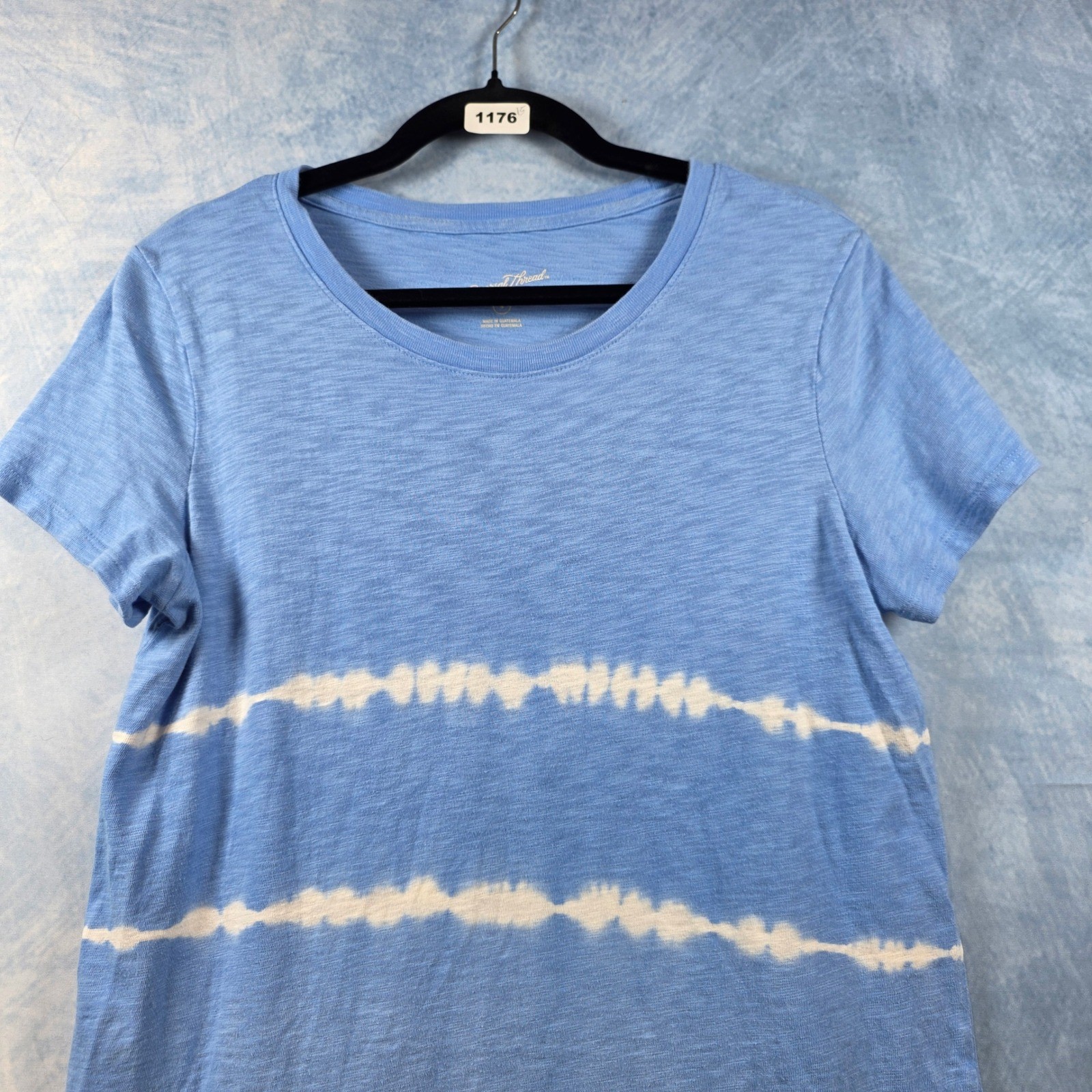 Universal Thread Womens Blue Tie Dye Striped T-Shirt Mini Dress Small Short Slee