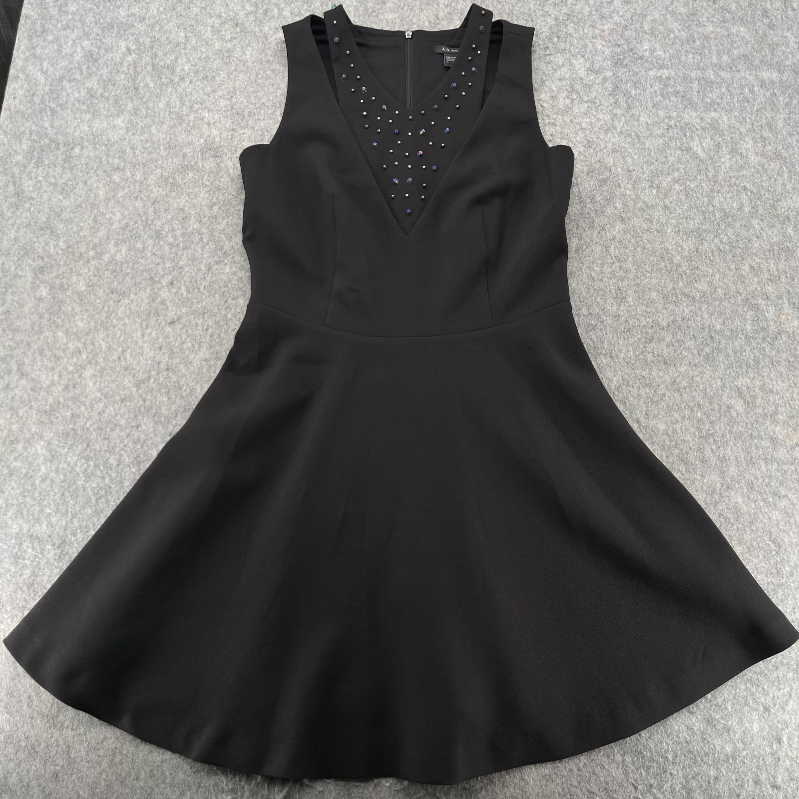 Armani Exchange A/X Womens Black Sleeveless Fit & Flare Dress Size 10