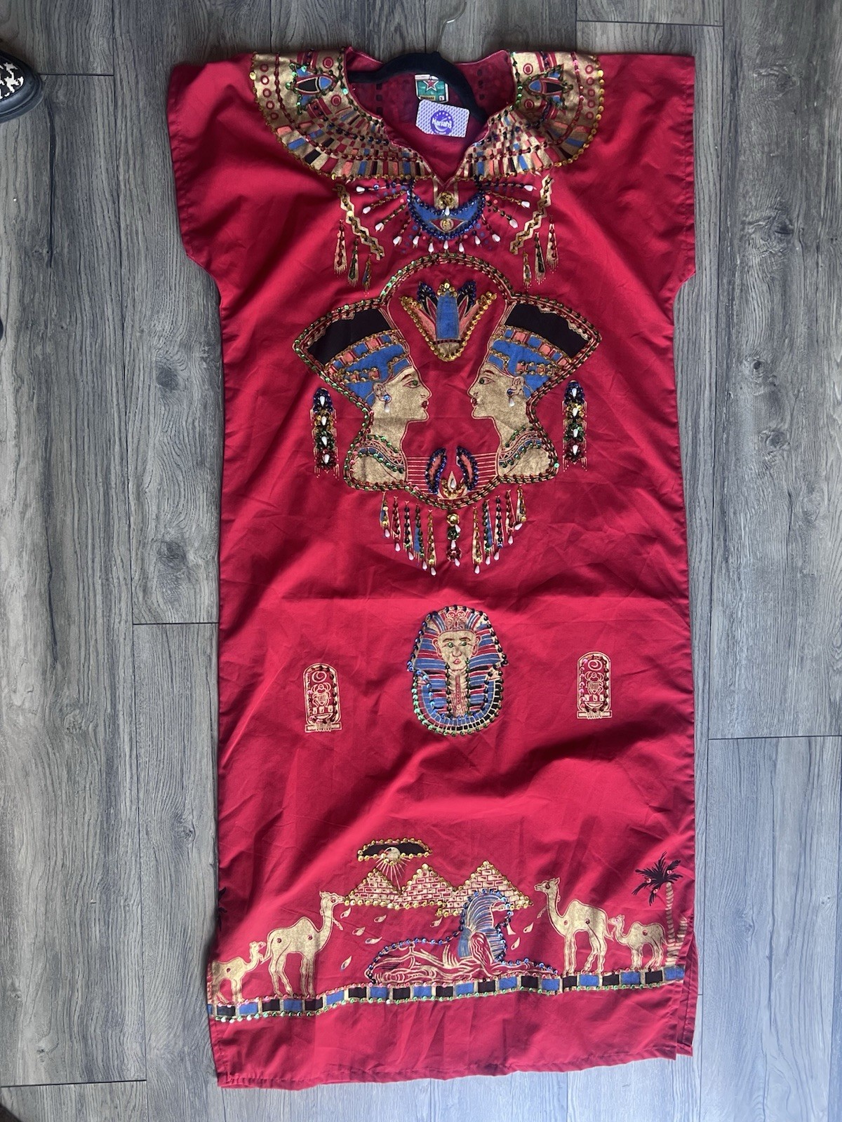 Handmade 100% Cotton Egyptian Beaded Sequins Galabiya Kaftan Souvenir