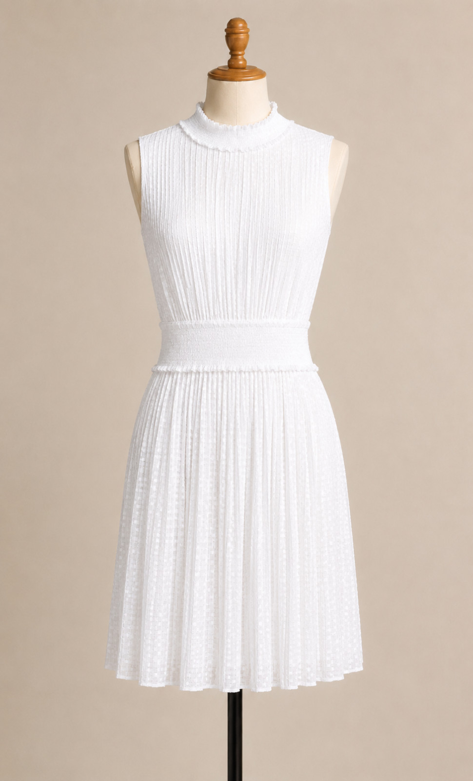 NWT Nanette Lepore White Pleated Midi Dress Size 8 Bridal Shower Wedding MSRP $1