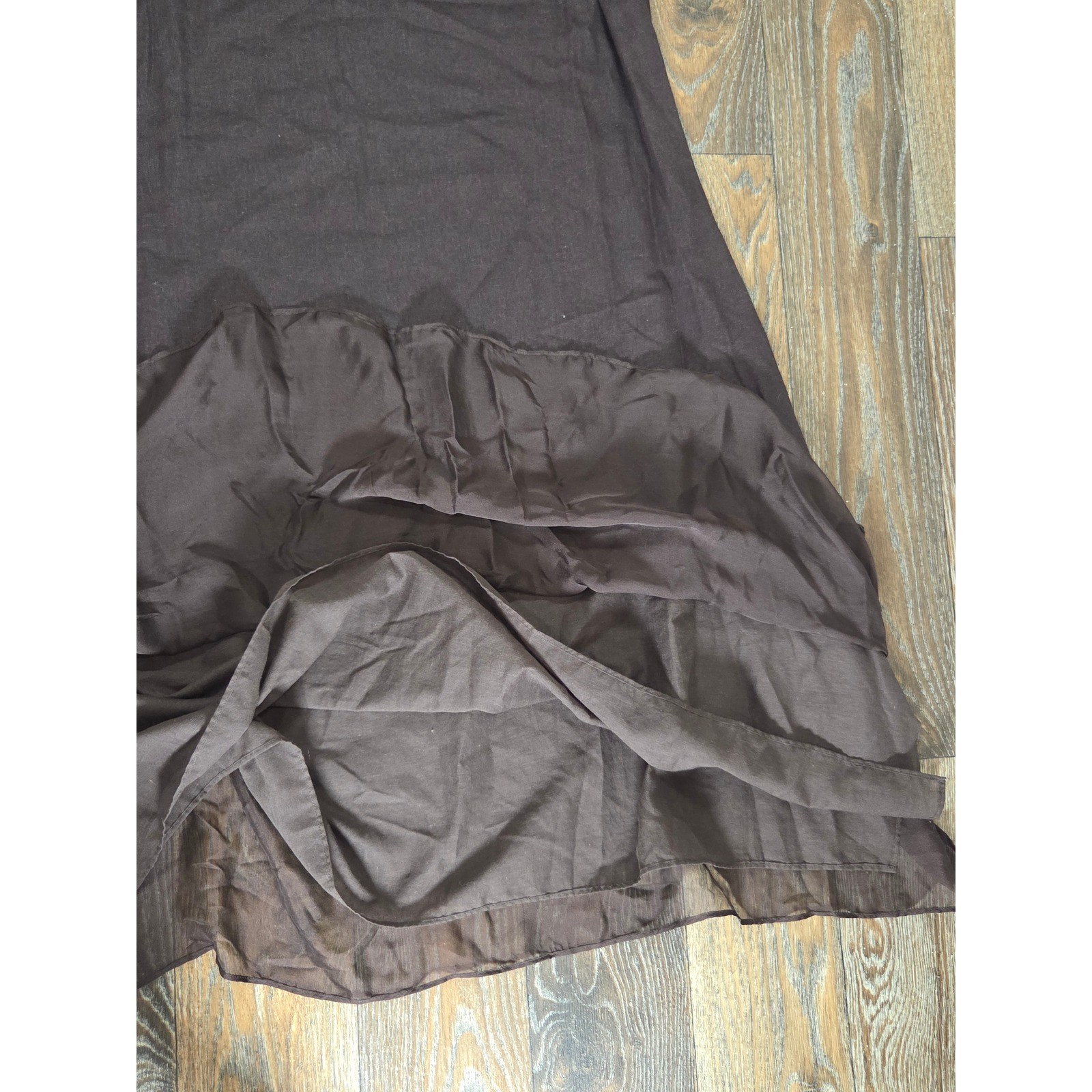 Estelle New York Brown Linen Silk Blend Asymmetrical Shift Dress Womens 1X NWT