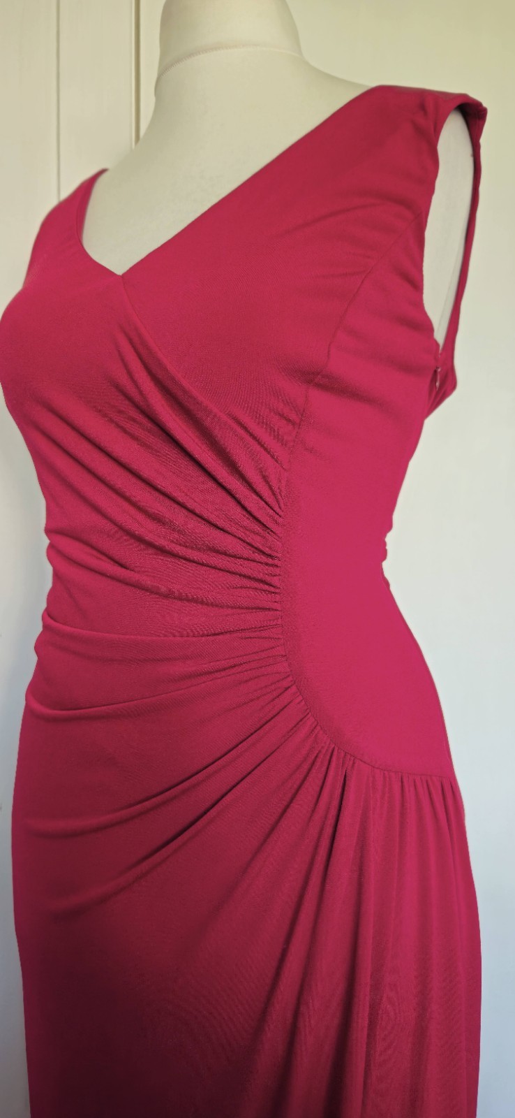 COAST Dress Sz 14 Red maxi prom long party wedding Guest Evening Ruched Cruise
