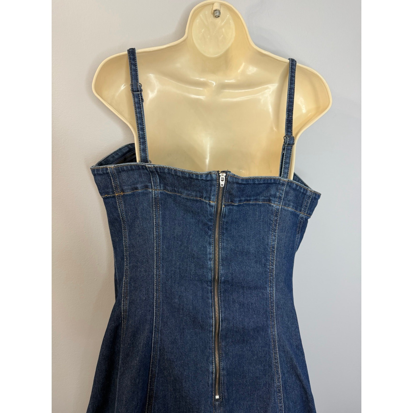 GAP Strapless Denim Midi Dress Ajustable Straps Dark Wash Casual Women’s L New