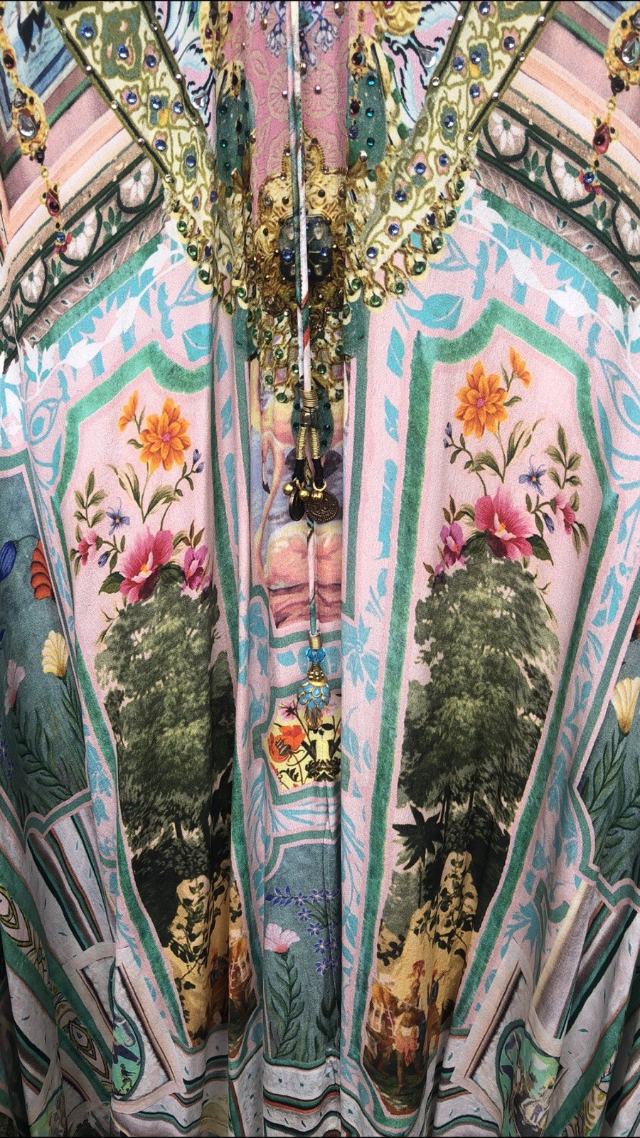 CAMILLA Long V Neck Lace Up Silk Kaftan NEW 🩵💛💚🩷 OSFA.