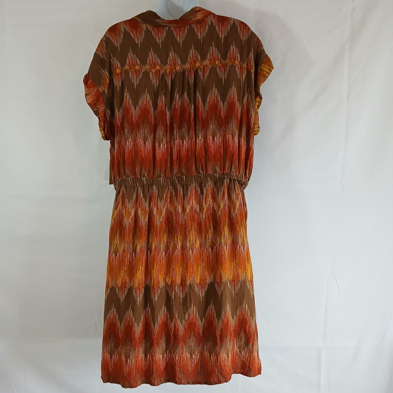 Sonoma Dress Brown Chevron Pattern 1/2 Button SZ X NWT Casual Fall Work Wear