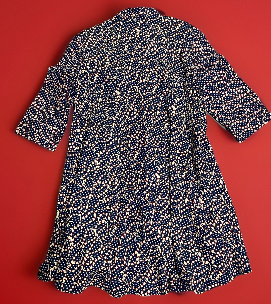 Zuri Kenya Dress Ribbon In The Sky Pattern Sz Lrg w/pockets- Dopamine Dressing!