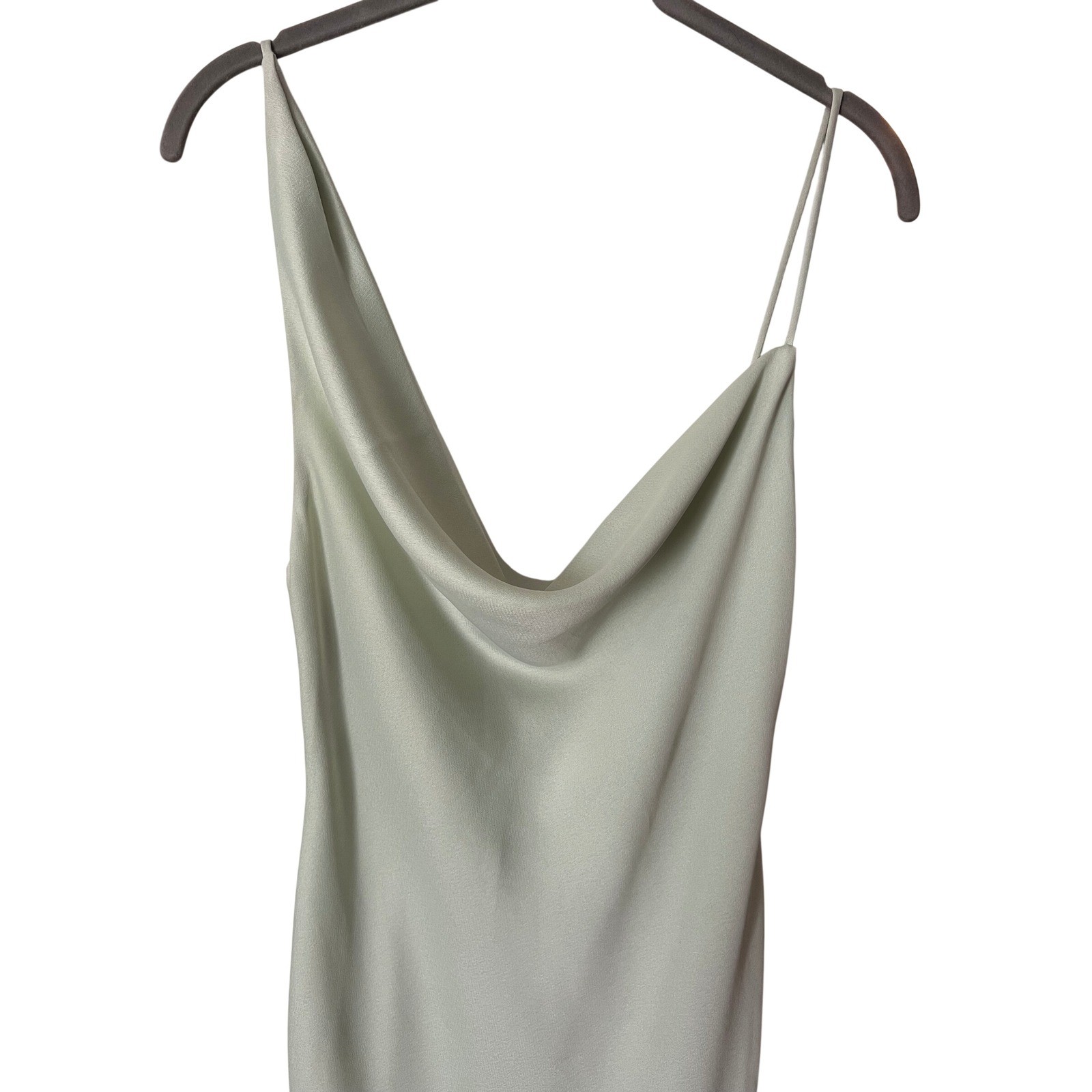 BHLDN August Satin Charmeuse Midi Dress Mint Green Size 4 Cowl Neck Sleeveless