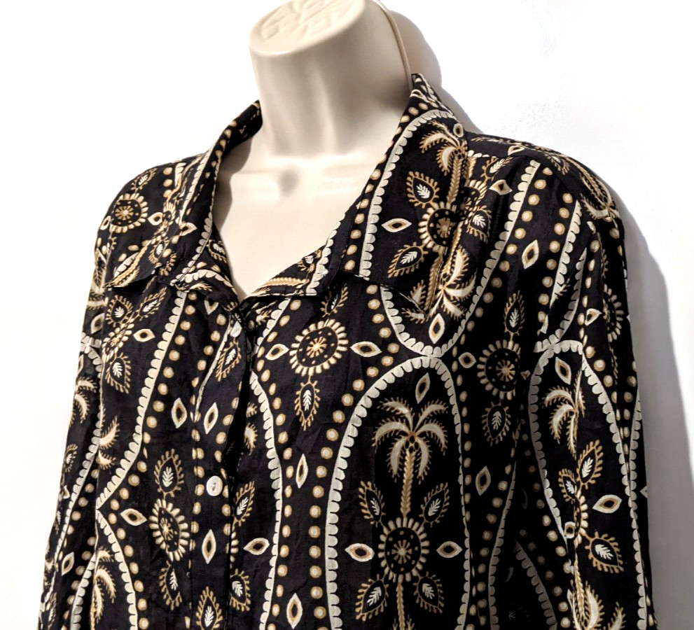 Haute Hippie Womens Long Sleeve Button Front Shirt Dress Sz XL Cotton Semi Sheer
